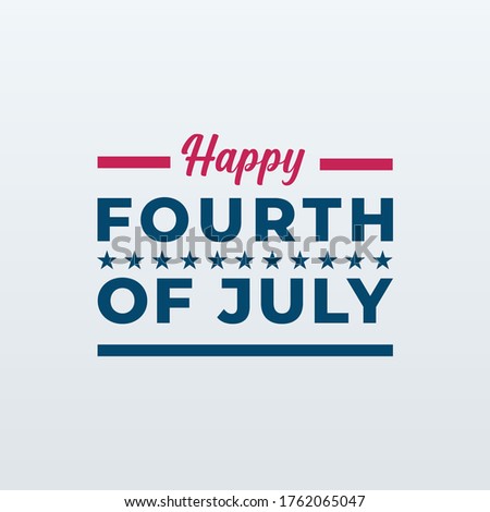 Happy fourth of july modern banner, sign, design concept with red and blue text on a light background. 