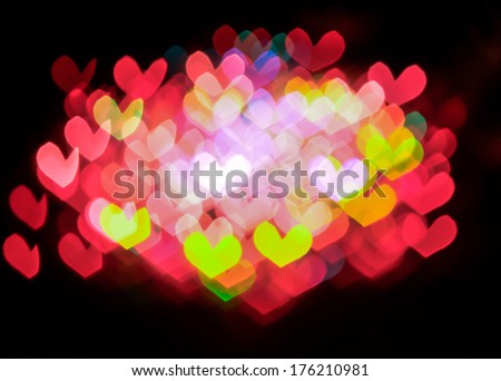 Colorful heart symbol bokeh 