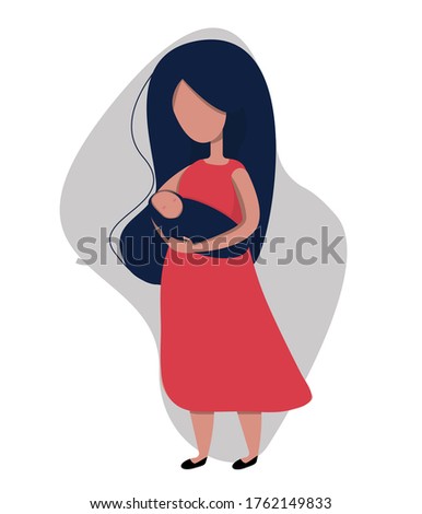 The mother and child. A woman with a child. Mother and baby. Newborn child. Flat illustration. Vector illustration.