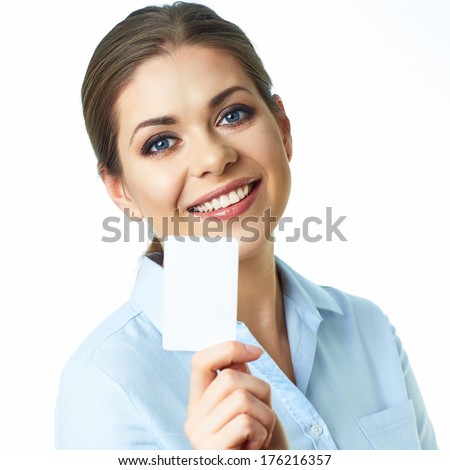 Portrait of young business woman isolated on white background. Happy girl.