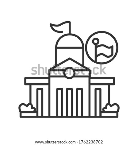Public office icon Classical architecture public office capitol building. Concept linear pictogram for local authorities headquarters. Editable stroke vector illustration for maps and navigation