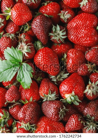 Fresh juicy strawberry on wooden table. Strawberry background