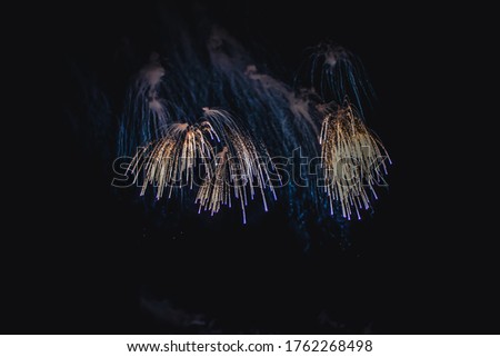 Colorful fireworks at night with dark sky
