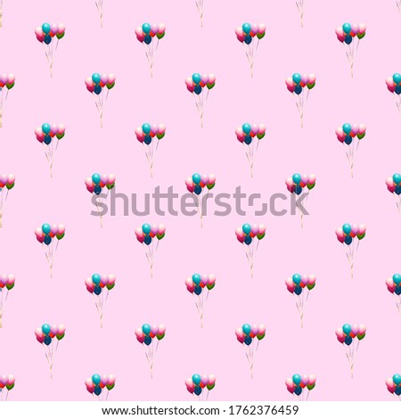 balloon group seamless pattern over pink background. party backdrop. minimal concept.
