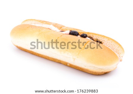 Raisin bread on white background