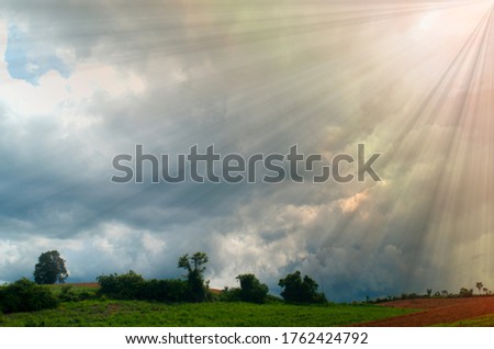 Abstract background of pastel sky with trees and mountains