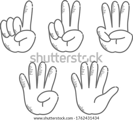 Hand gesture, number - sign set (Retro touch)