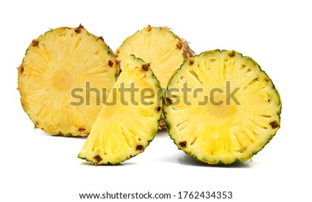 Pineapple slices isolated on white background 