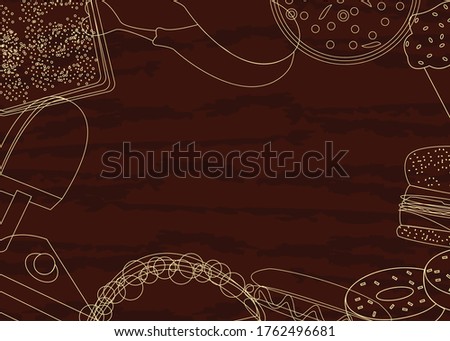 Dark background with food items border for menu or poster