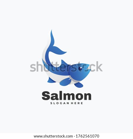 Vector Logo Illustration Salmon Gradient Colorful Style.