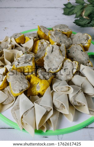 Batagor, is a traditional Indonesian food made from soft tofu or dumpling skin filled with batter made of mackerel and tapioca flour. Raw Food. 