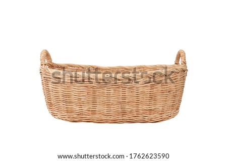 rattan wicker basket isolated on white background, Picnic basket Royalty-Free Stock Photo #1762623590