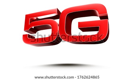 3D illustration 5G red isolated on a white background.(with Clipping Path).