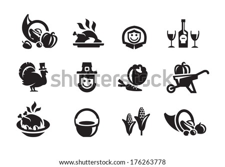 Thanksgiving Day icons. Vector format