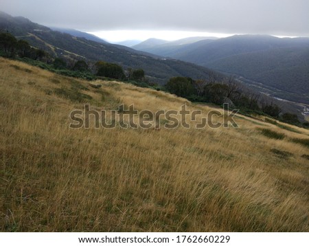 Kosciuszko National Park hills in summer on the coudy day in New South Wales, Australia 