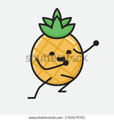 An illustration of Cute Pineapple Fruit Mascot Vector Character in Flat Design Style