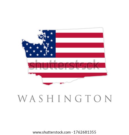 Shape of Washington state map with American flag. vector illustration. can use for united states of America indepenence day, nationalism, and patriotism illustration. USA flag design