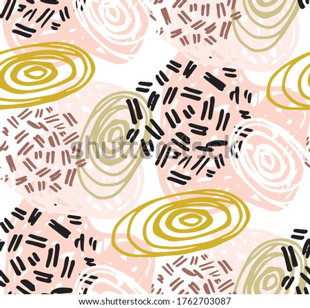 Abstract trendy hand drawn doodle pattern background with brush splash. Background template design for banner, web, social media, instagram.