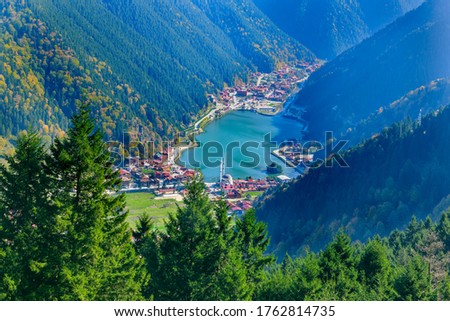 Mountain village of Uzungol in Trabzon, Turkey. (Long Lake) Royalty-Free Stock Photo #1762814735
