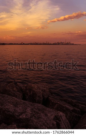 Toronto skyline on a summer day sunset