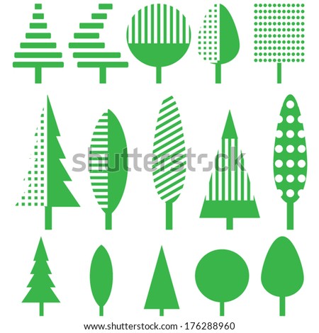 Tree design vector set. Concept tree icon collection.Isolated on white background.