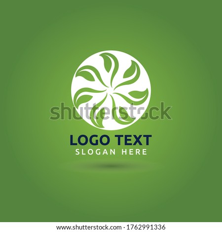 Leaf green circle logo vector