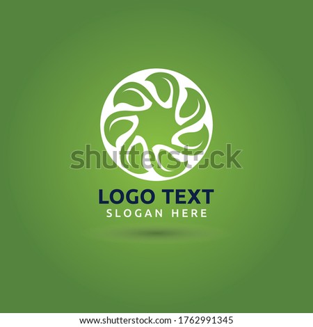 Leaf green circle logo vector