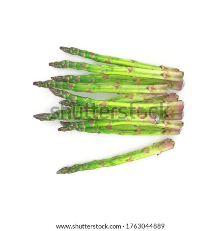 Isolated Asparagus on white background top view
