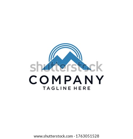 mountain signal digital information logo design vector