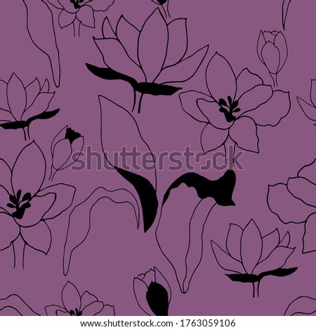 Colorful seamless floral pattern with hand draw spring flower. Vector 10 EPS for your creative design
