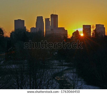sun rise at downtown Minneapolis