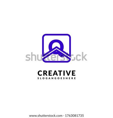 modern purple square Q logotype design concept
