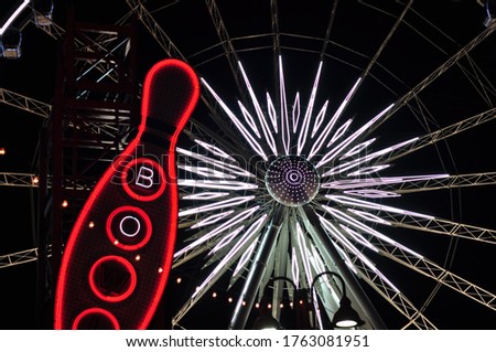 Amusement park with ferris wheels