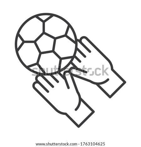 soccer game, ball and gloves equipment league recreational sports tournament line style icon vector illustration