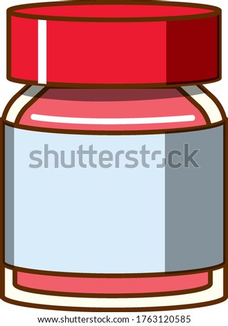 Red watercolor in bottle on white background illustration