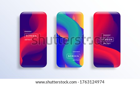 Mobile screen application display with abstract gradient fluid shape. Bright Background for mobile app, ui, design theme. Vector template smartphone lock screen modern wallpaper