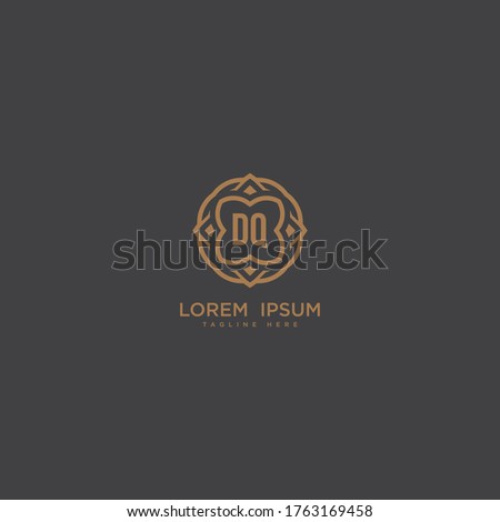 Creative initial letter DQ logo icon vector design. Luxury jewelry frame gem edge logotype. Print monogram initials stamp sign symbol.