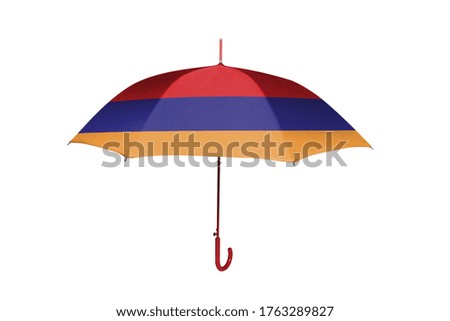 Umbrella with flag of Armenia isolated on white background.