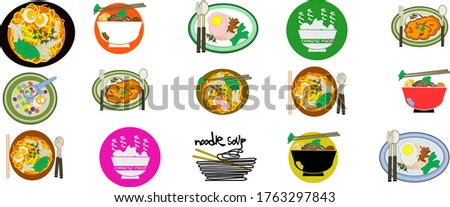 Illustation photo of Food set on white background.