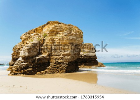 Seascape view of Cathedrals beach in Galicia, Spain