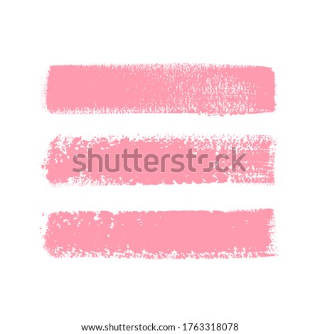 Pink make up art brush paint texture stripes set isolated vector background. Lipstick beautiful stroke set.