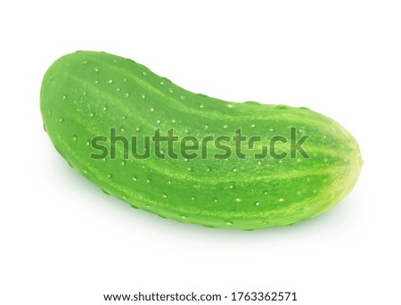 Fresh whole green cucumber isolated on a white background. Clip art image for package design.
