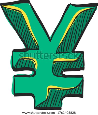 Japan Yen symbol icon in color drawing.
