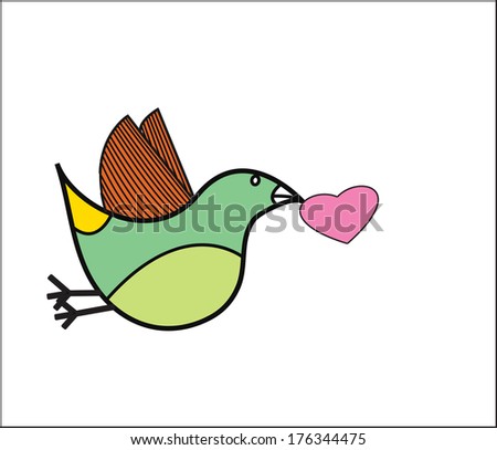 bird with love doodle