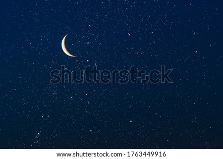 Real sky with stars and crescent Royalty-Free Stock Photo #1763449916