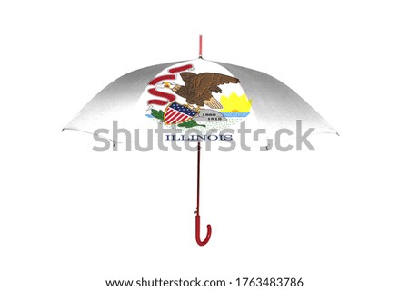 Umbrella with flag of State of Illinois isolated on white background.