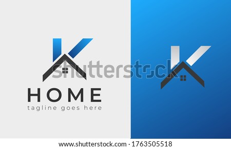 K latter logo house logo designs, real estate icon suitable for info graphics, websites and print media. Vector, flat icon, badges, labels, clip art. Line art style. Thin line design. Color design. 