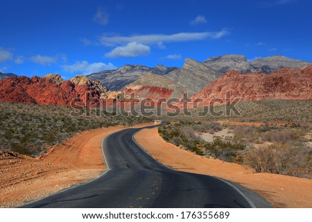 Road to Red rock canyon conversation area Royalty-Free Stock Photo #176355689
