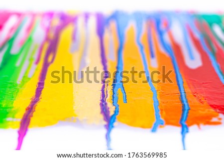 
colorful of screen printing ink are dripping on white background 