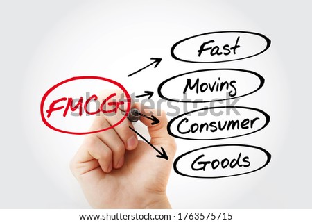 Hand writing FMCG - Fast Moving Consumer Goods acronym with marker, concept background